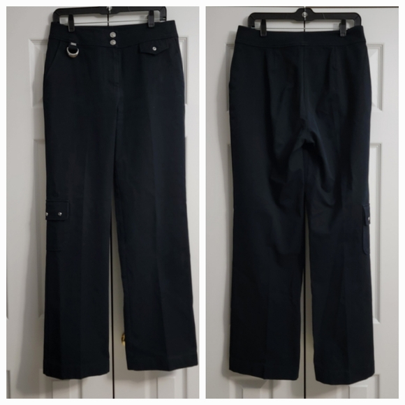 St. John Pants - St. John Sport Straight Leg Cargo Pants, Black, Women's Size 12